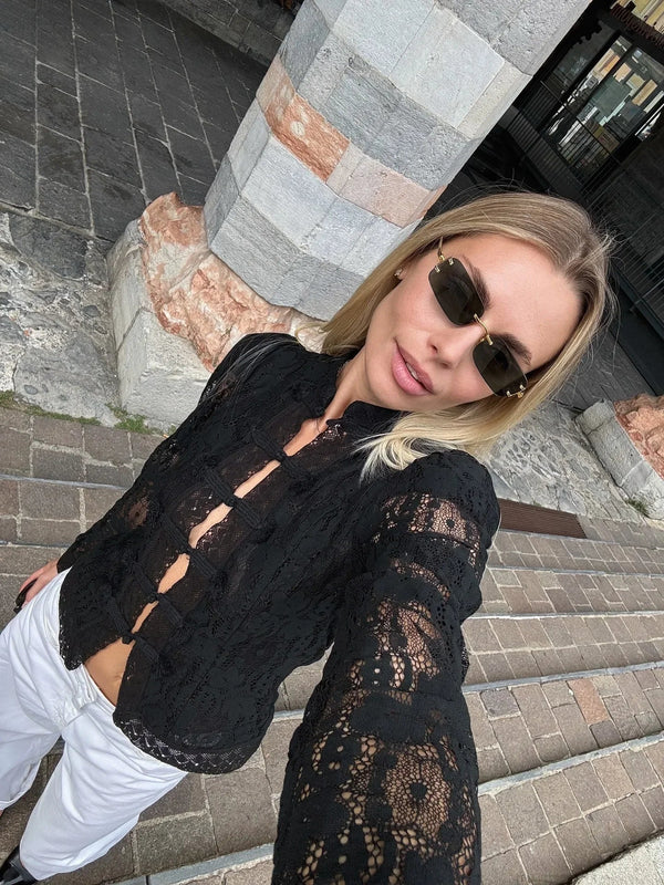 Katalina kanten blouse met pofmouwen