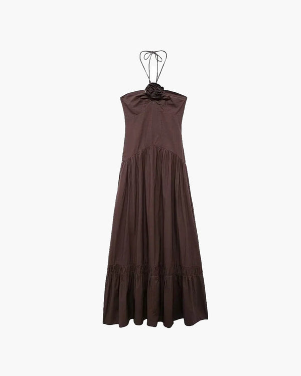 Kate midi-jurk met halternek en bloemapplicatie