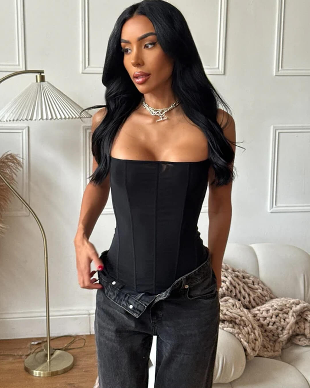 Kelly satijnen corsettop