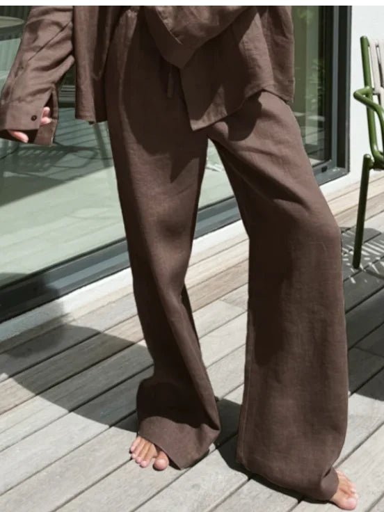Linnen broek met wijde pijpen Kendall