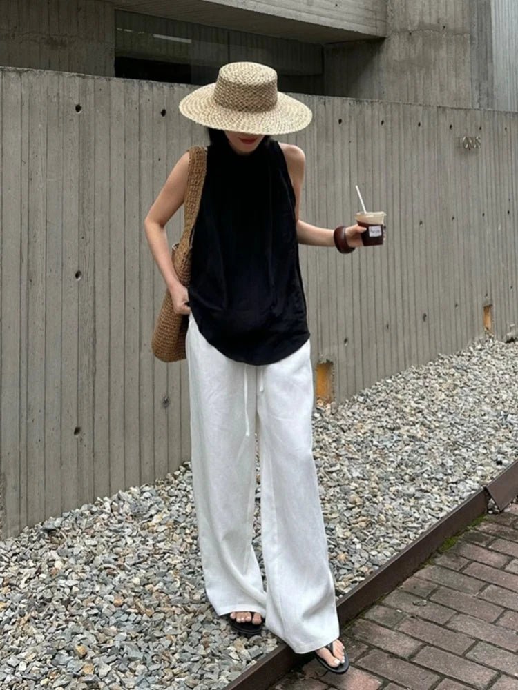 Linnen broek met wijde pijpen Kendall