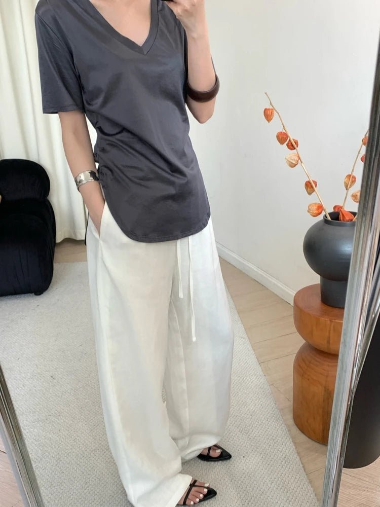 Linnen broek met wijde pijpen Kendall