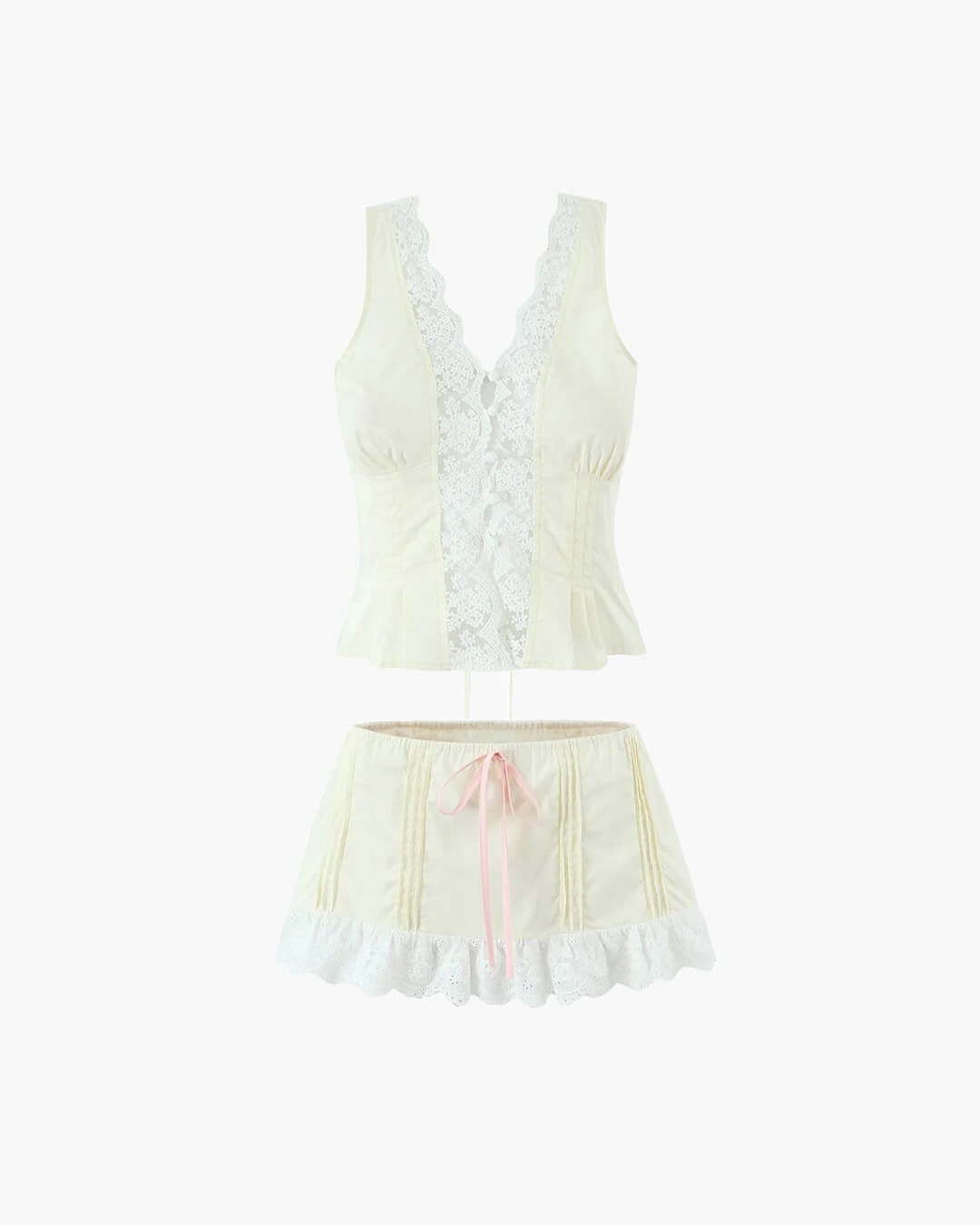 Klarissa set met minirok en kanten rand