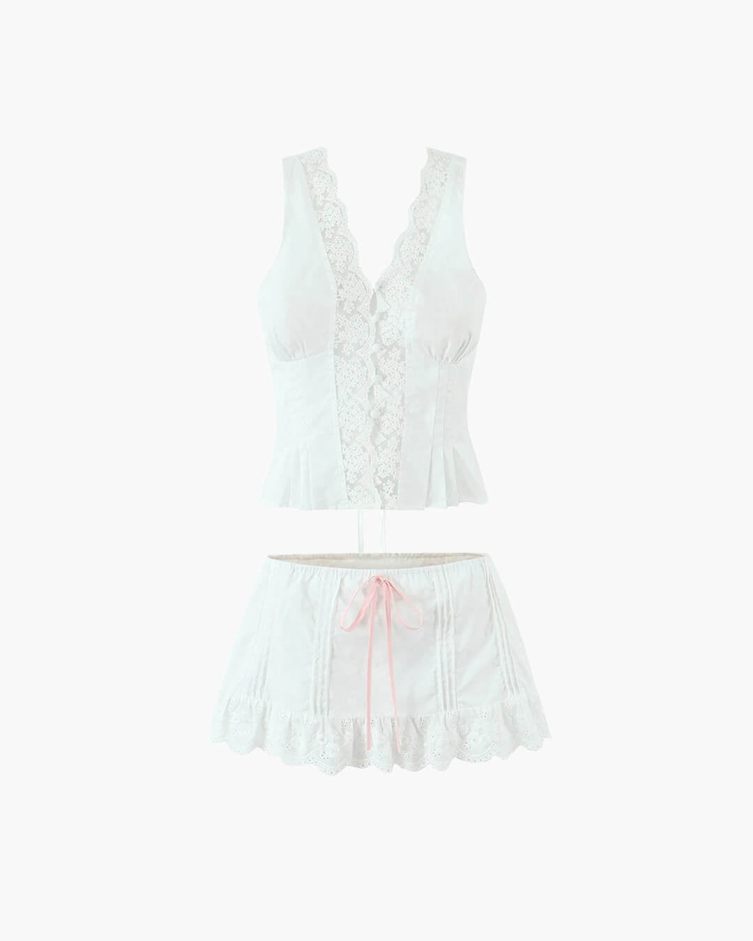 Klarissa set met minirok en kanten rand