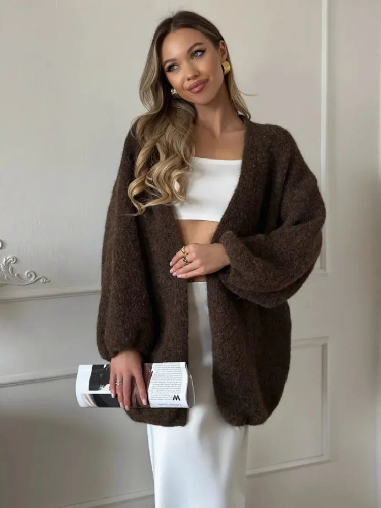 Willa oversized vest van geborsteld breisel