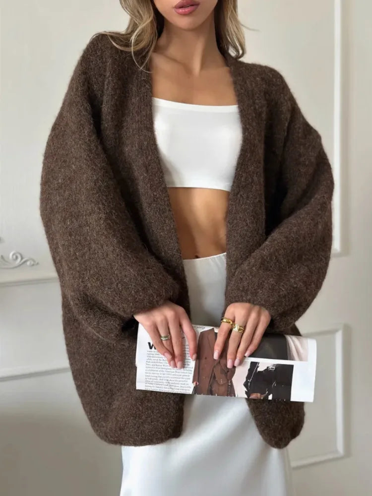 Willa oversized vest van geborsteld breisel