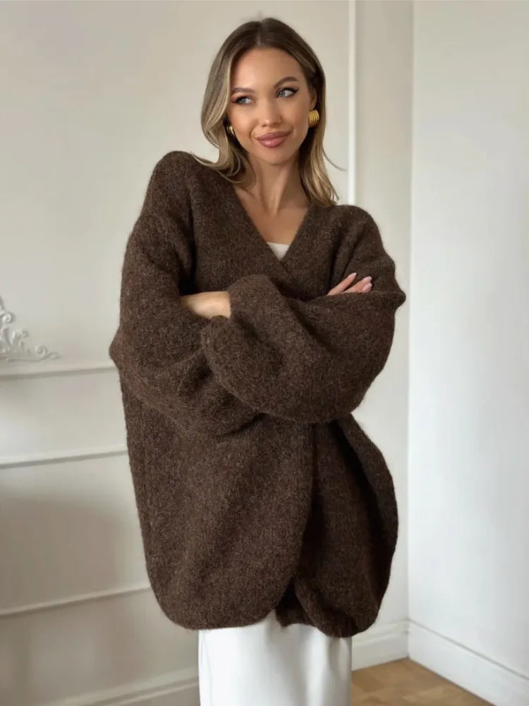 Willa oversized vest van geborsteld breisel