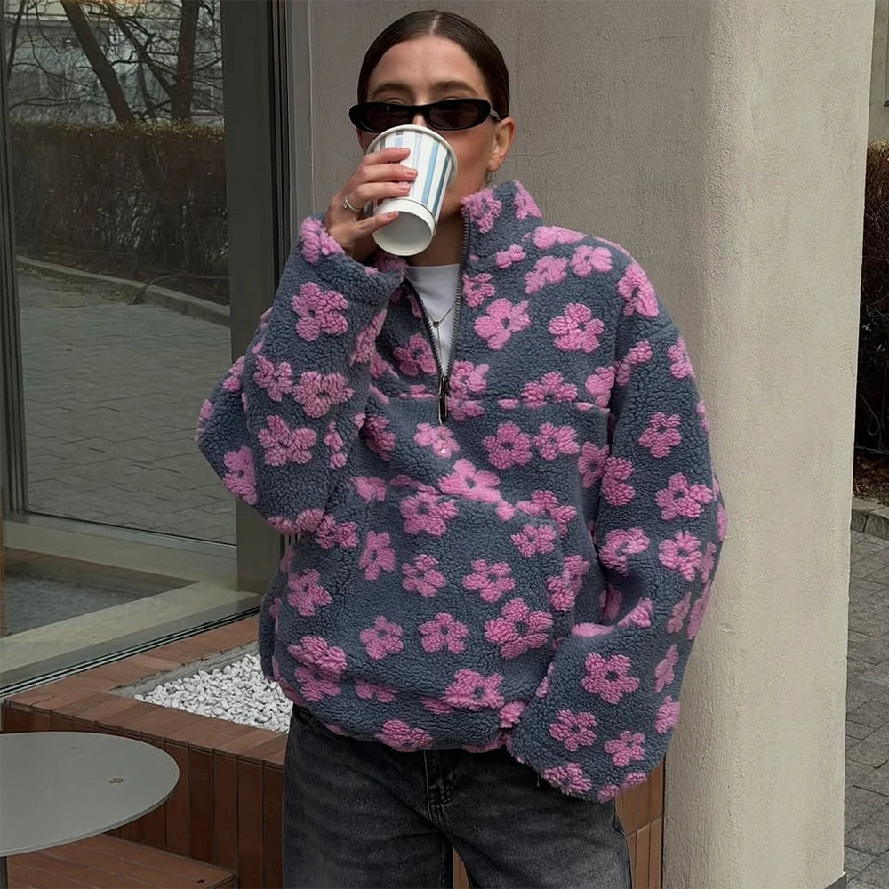 Oversized gebreide trui met rits
