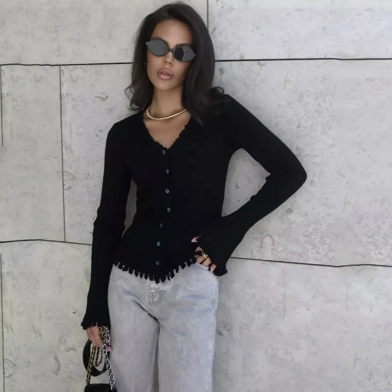 Zora doorknoopvest met V-hals