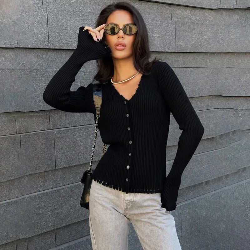 Zora doorknoopvest met V-hals
