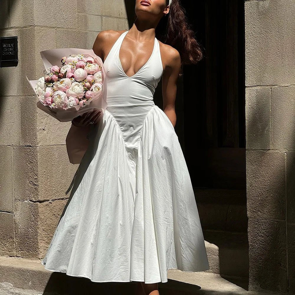 Kristy maxi-jurk met diepe hals
