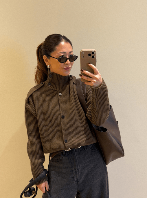 Kylie gebreid vest met hoge kraag