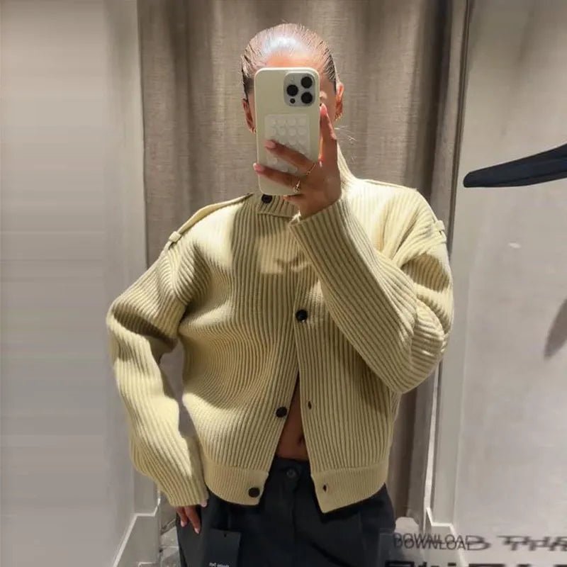 Kylie gebreid vest met hoge kraag