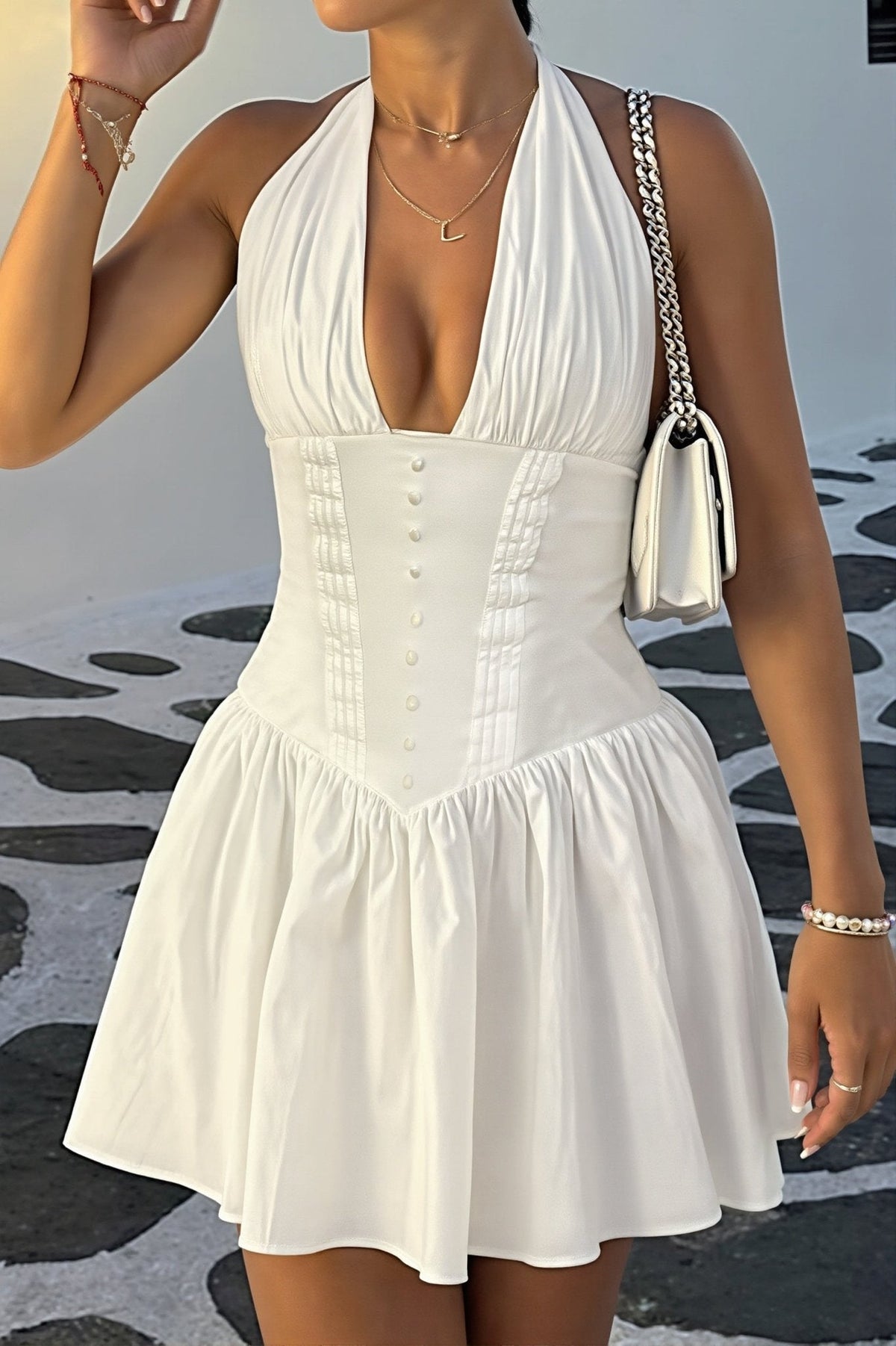 Bodycon-minijurk met halternek van Kyra
