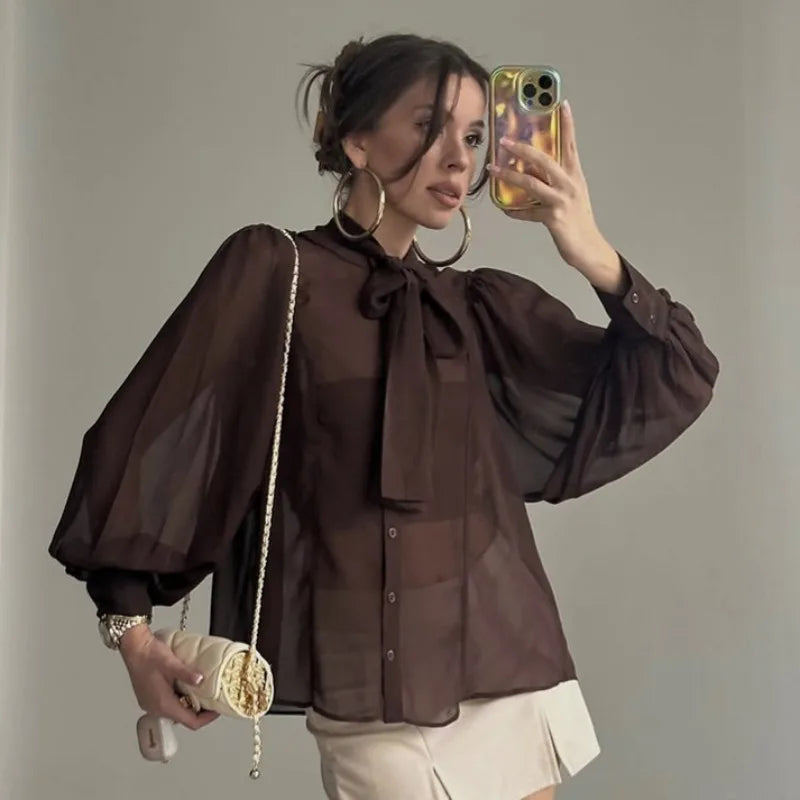 Flavia transparante strikblouse