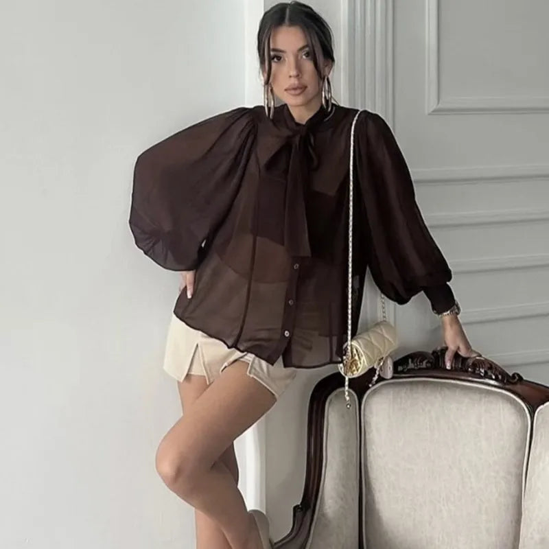 Flavia transparante strikblouse
