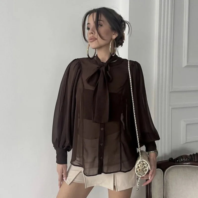 Flavia transparante strikblouse
