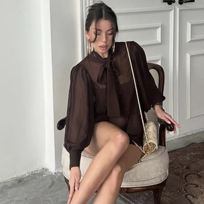 Flavia transparante strikblouse