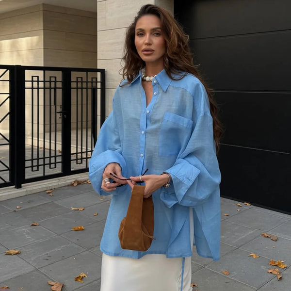 Oversized top met revers