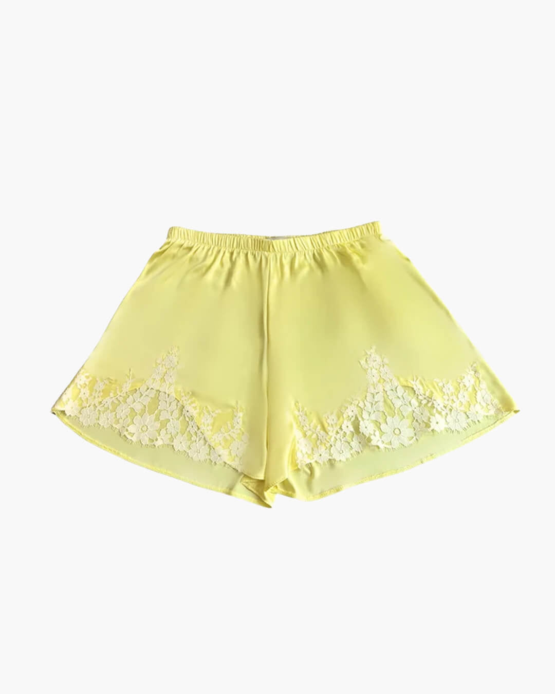 Laura Satijnen short met kant en patchwork