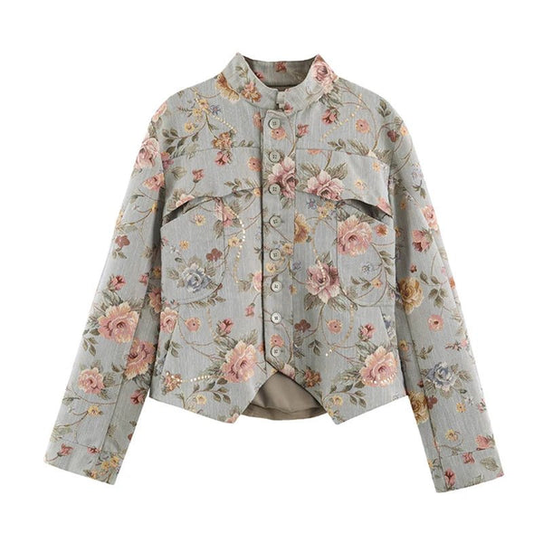 Laura Vintage Jacquard Cropped Jacket