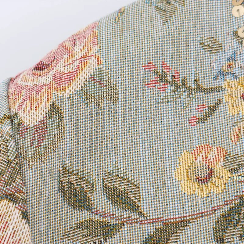 Laura cropped jacquardjas in vintage stijl
