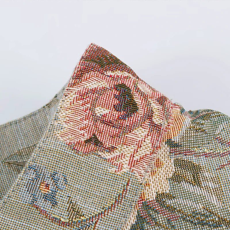 Laura cropped jacquardjas in vintage stijl