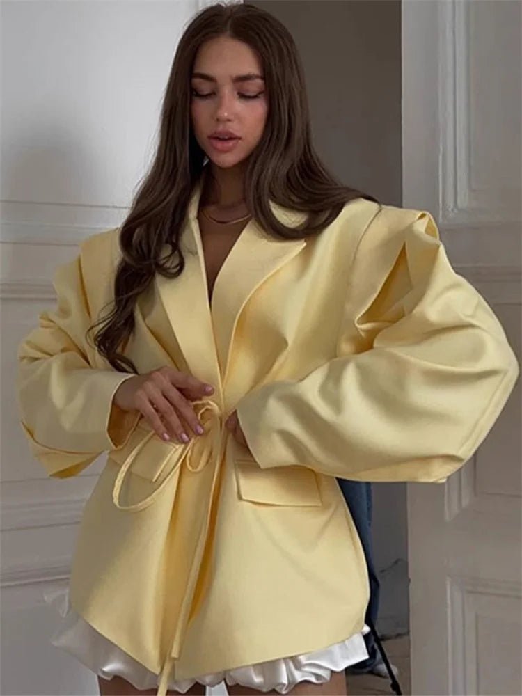 Leandra Wide Sleeves Belted Blazer