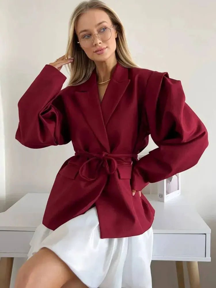 Leandra Wide Sleeves Belted Blazer