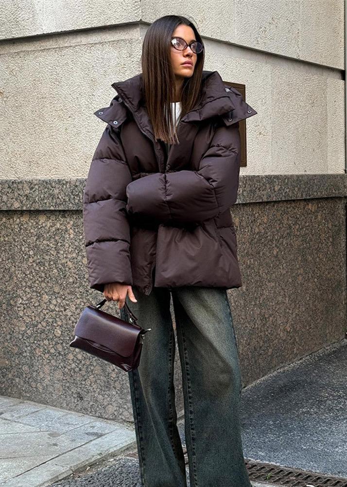 Oversized gewatteerde jas Leila met afneembare capuchon