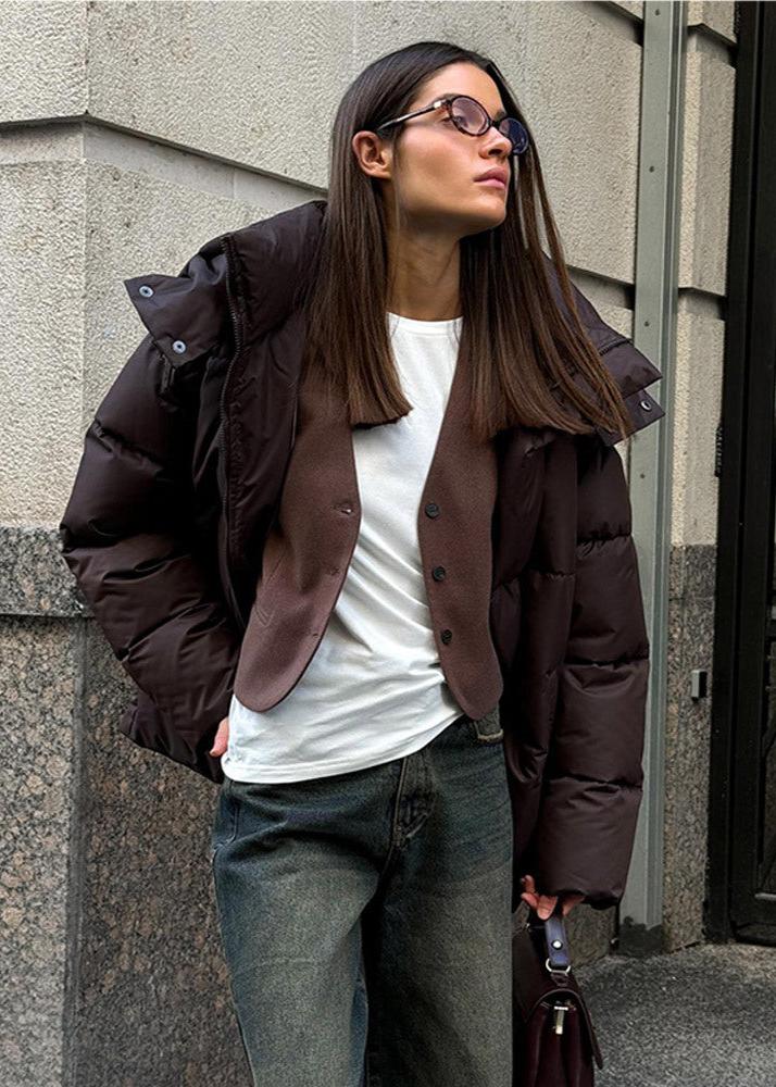 Oversized gewatteerde jas Leila met afneembare capuchon