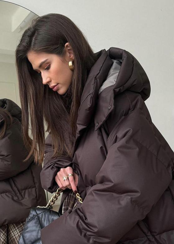 Oversized gewatteerde jas Leila met afneembare capuchon