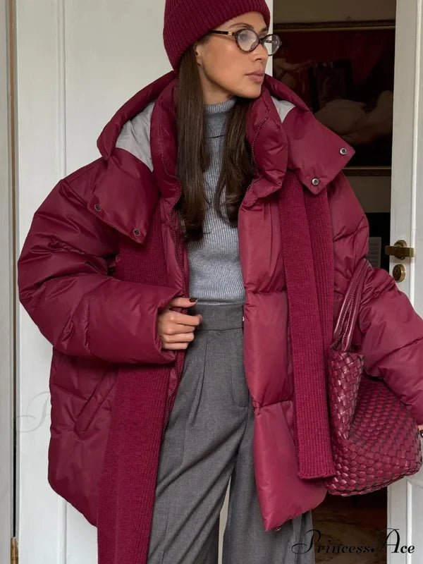 Oversized gewatteerde jas Leila met afneembare capuchon