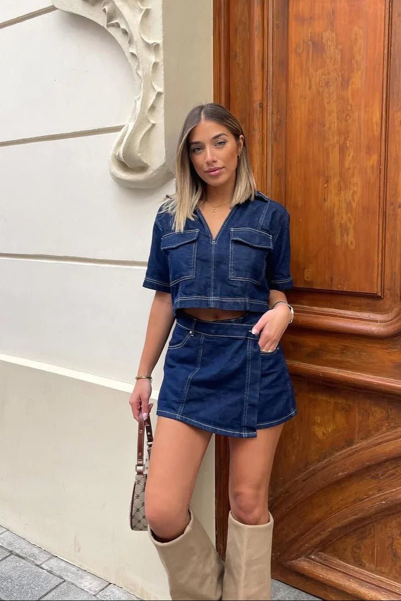 Leslie set met cropped top en skort