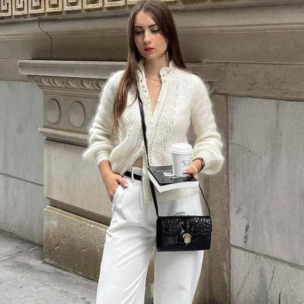 Lia wit kanten gebreid vest