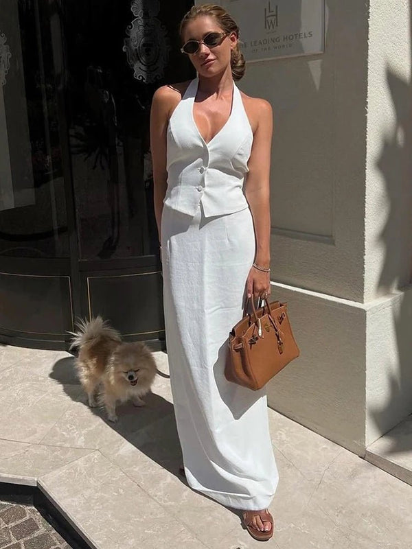 Lianna Set met haltertop en maxi-rok