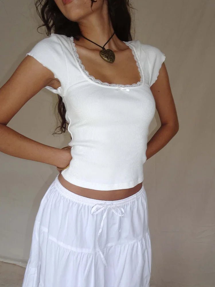 Liberty Crop top met kanten rand