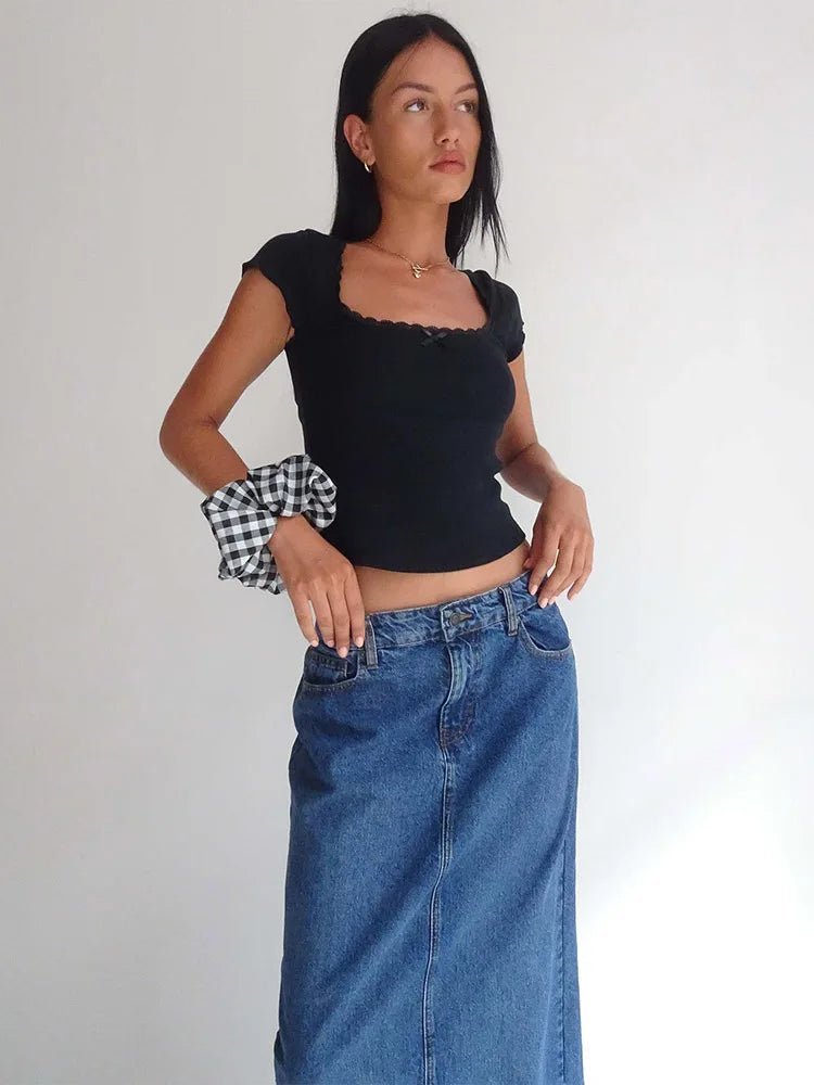 Liberty Crop top met kanten rand
