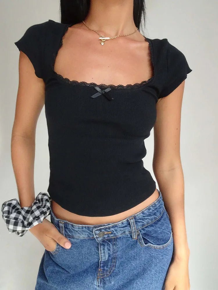 Liberty Crop top met kanten rand