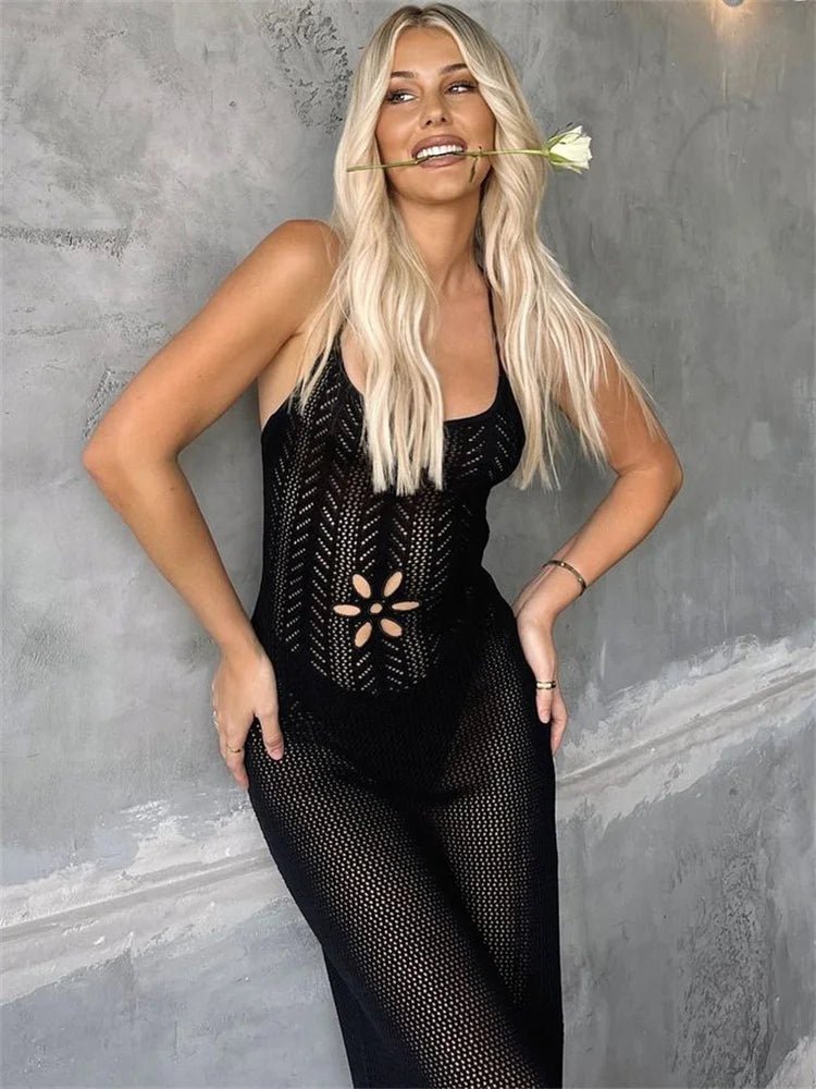 Lilith Gebreide maxi-jurk met open details