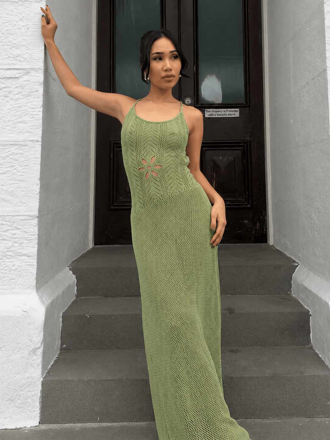 Lilith Gebreide maxi-jurk met open details