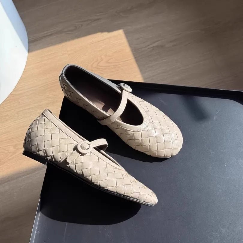 Lisbeth platte schoenen van gevlochten leer