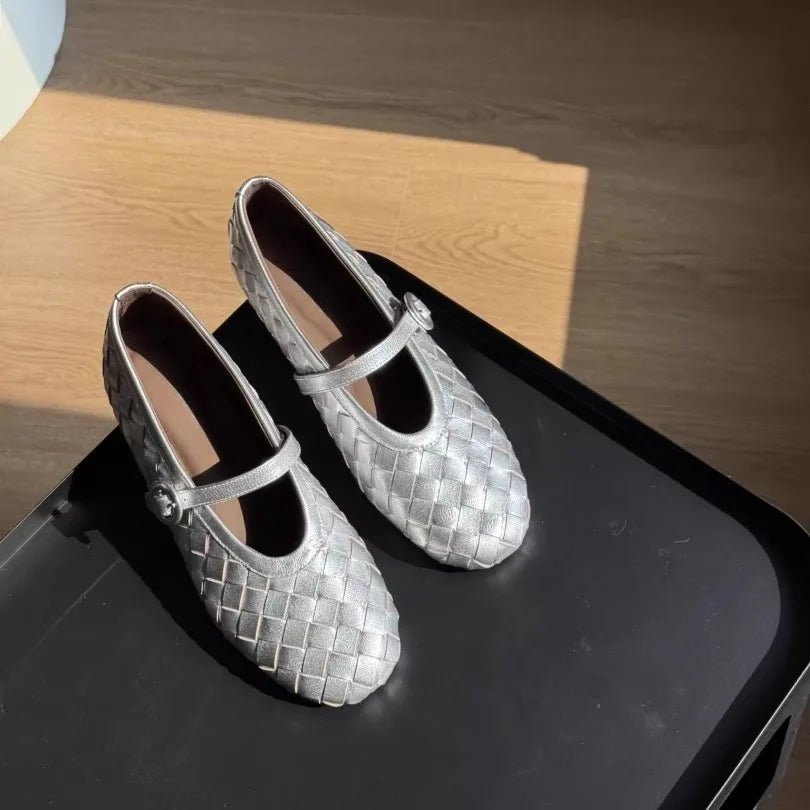 Lisbeth platte schoenen van gevlochten leer