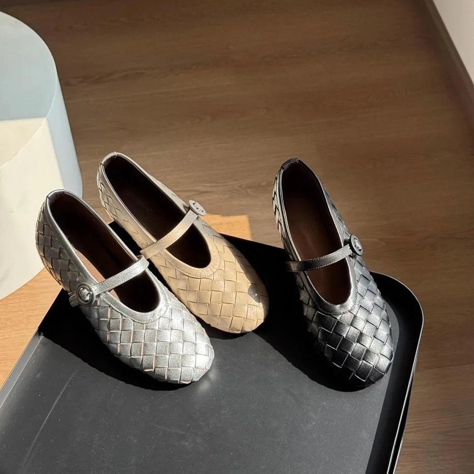 Lisbeth platte schoenen van gevlochten leer