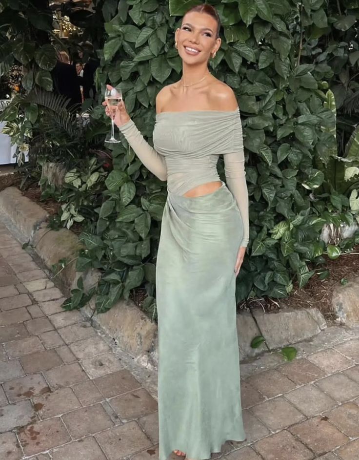 Lizy maxi-jurk van mesh met lange mouwen