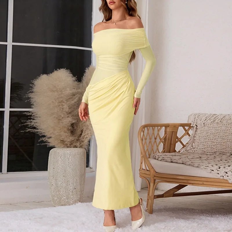 Lizy maxi-jurk van mesh met lange mouwen
