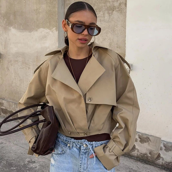 Lola korte geplooide trenchcoat