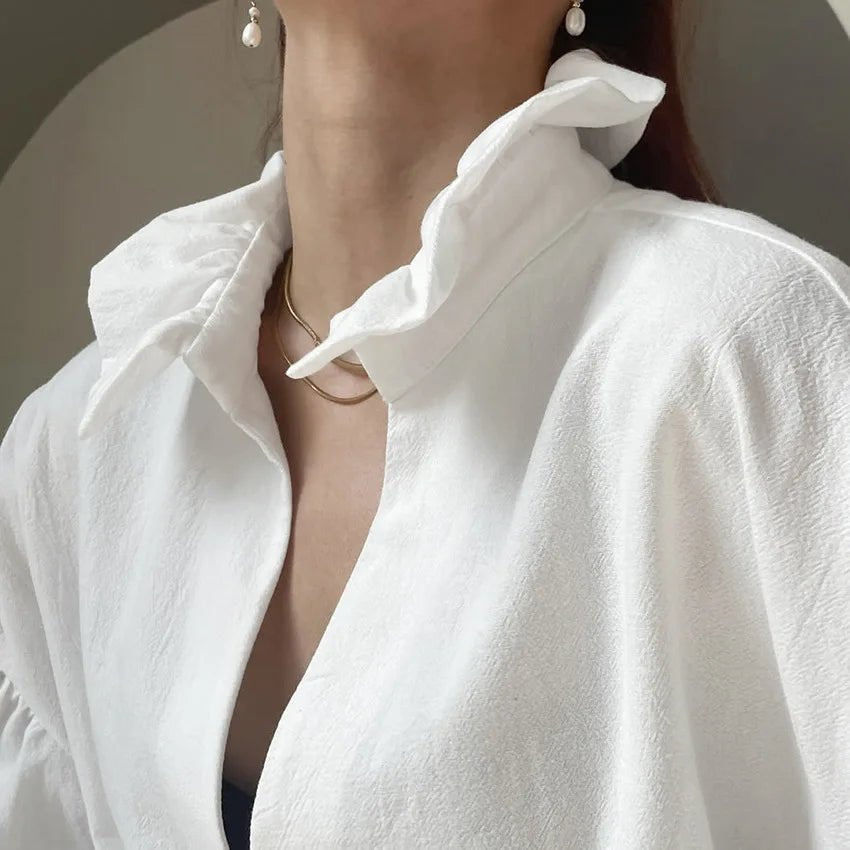 Lola-blouse met V-hals en ballonmouwen