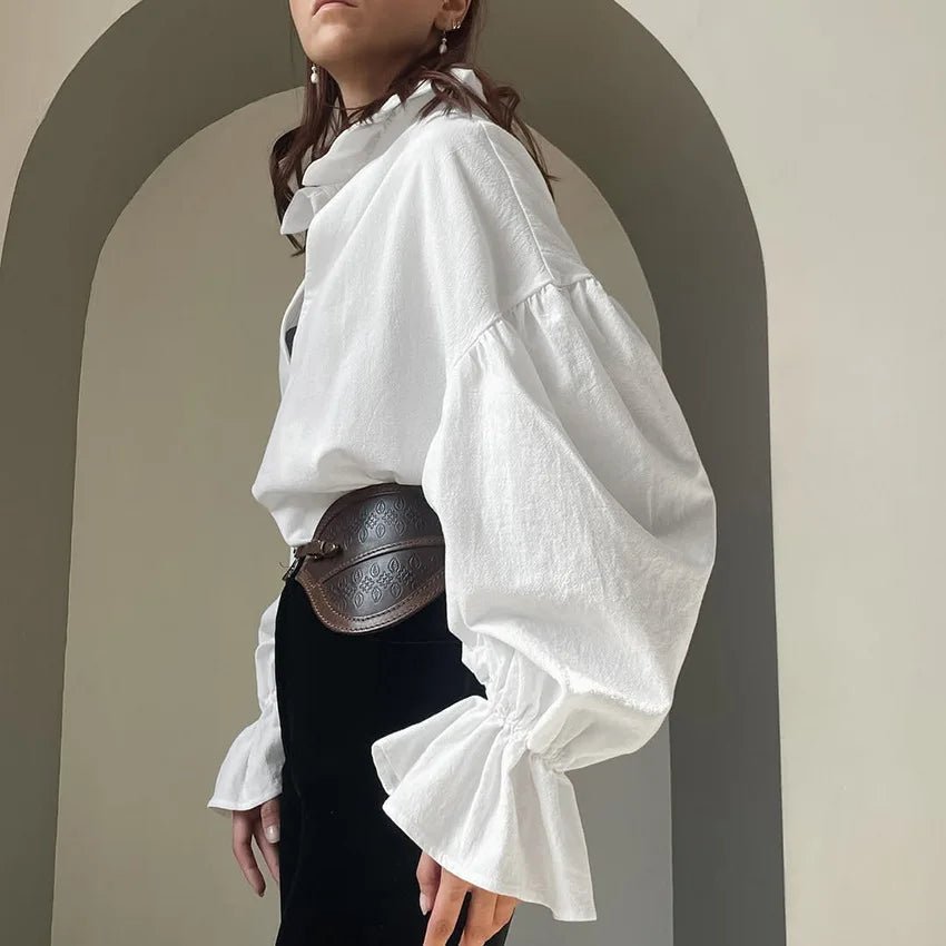 Lola-blouse met V-hals en ballonmouwen