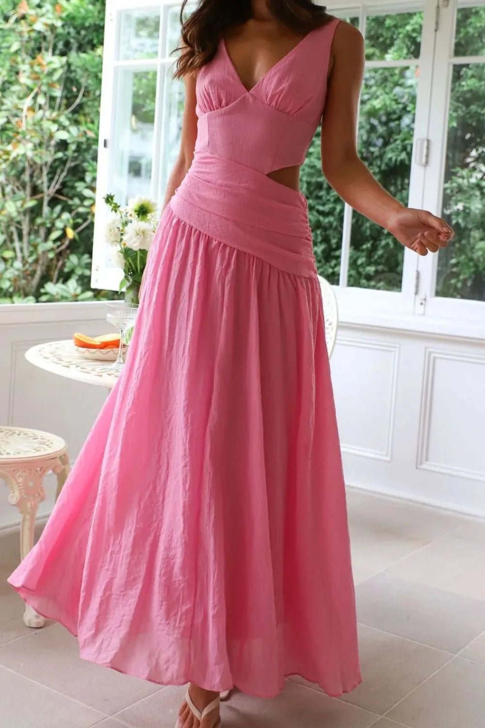 Lolita maxi-jurk met uitsparingen en ruches